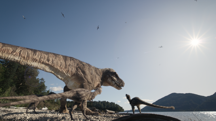 A T.rex and smaller dinosaurs 