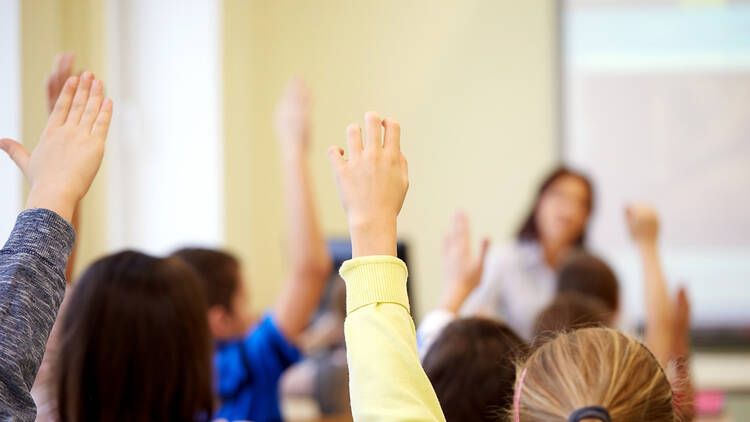 Classroom in the UK with children