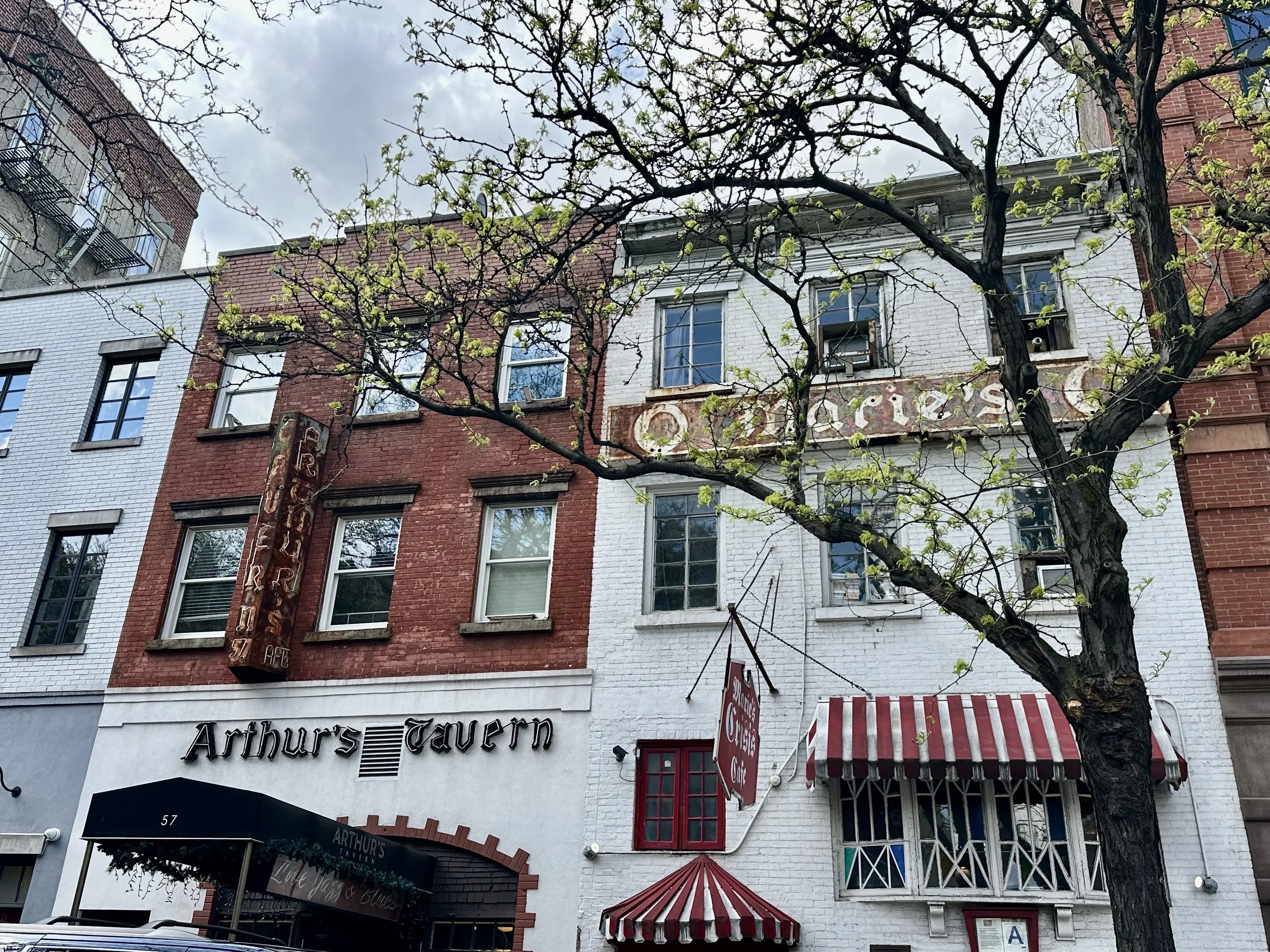 The exterior of two bars in Manhattan.
