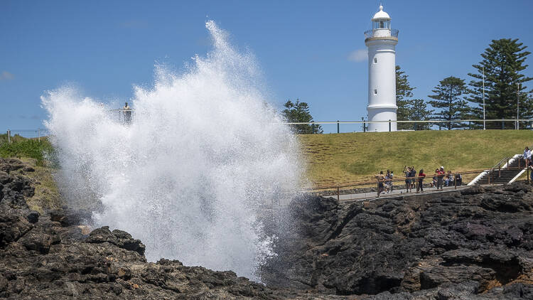 Listen to the famous ‘whoosh’ of Kiama’s blowholes