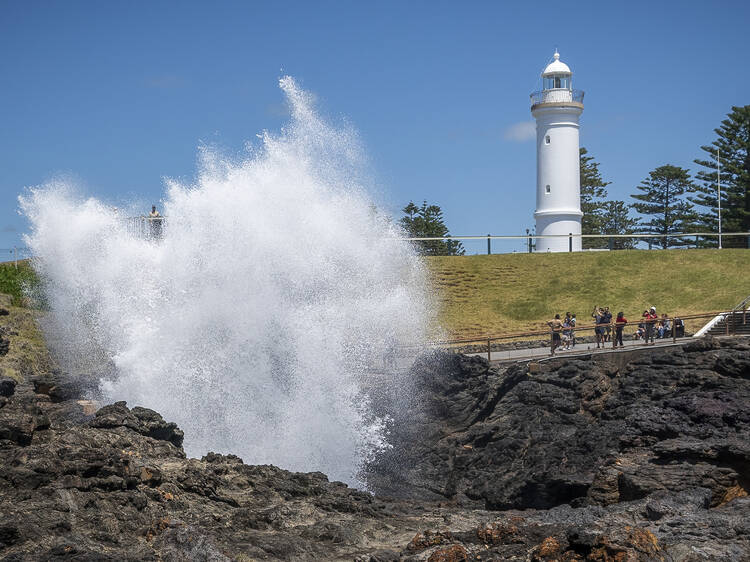 Listen to the famous ‘whoosh’ of Kiama’s blowholes