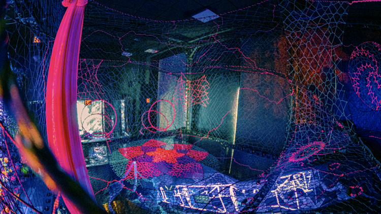 Climb inside this massive web of ropes