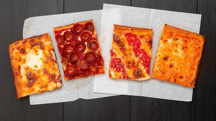 Four pizza squares