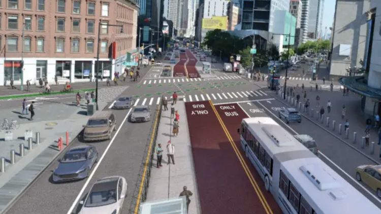 Flatbush Avenue bus lane rendering