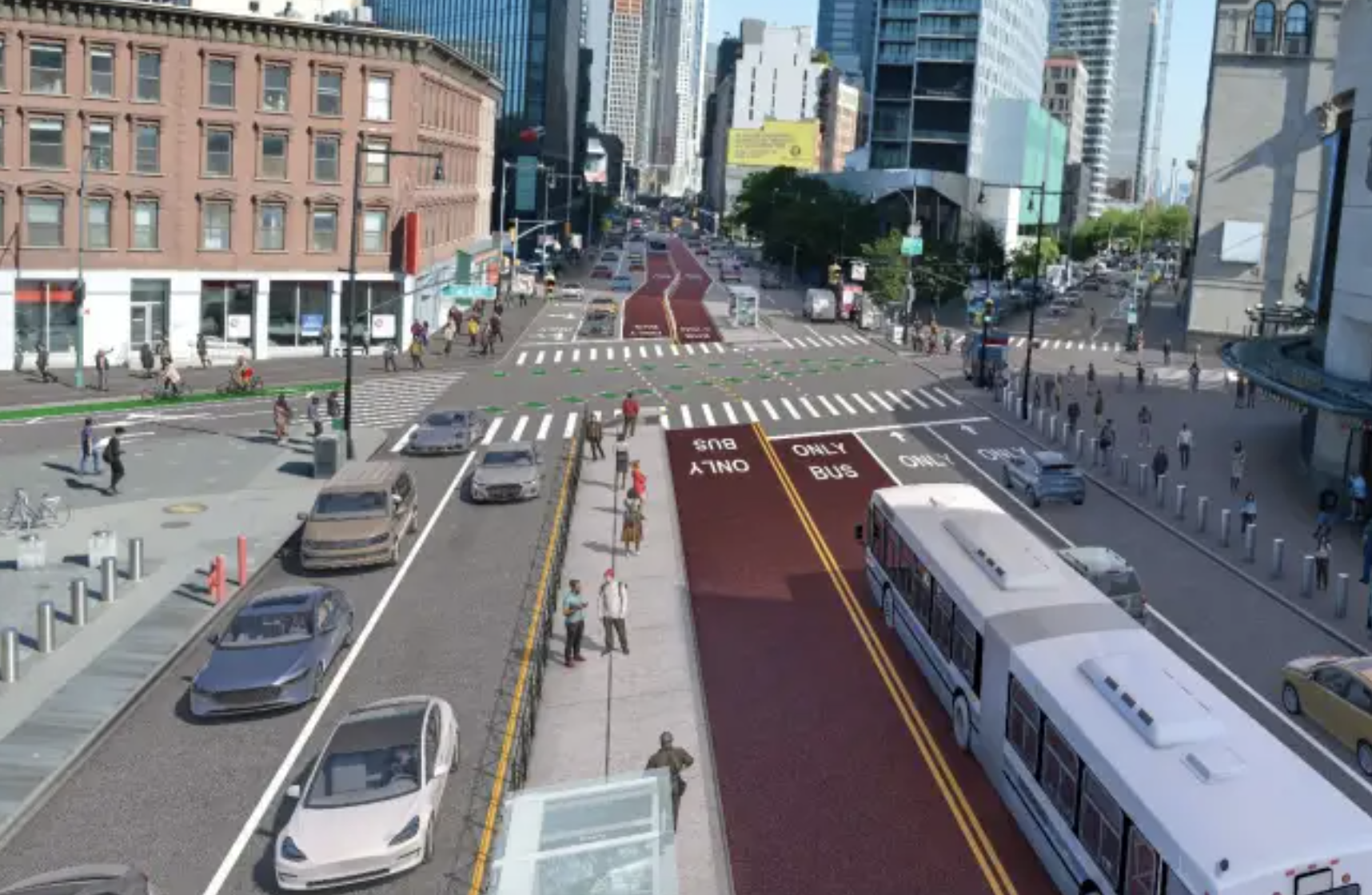 Here is what Flatbush Avenue might look like once a bus lane is added
