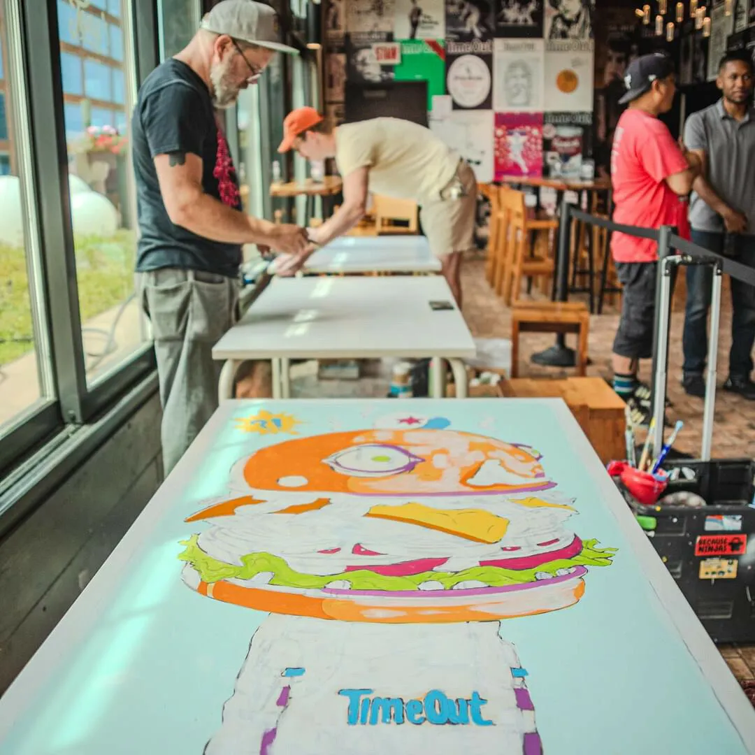 A painted table
