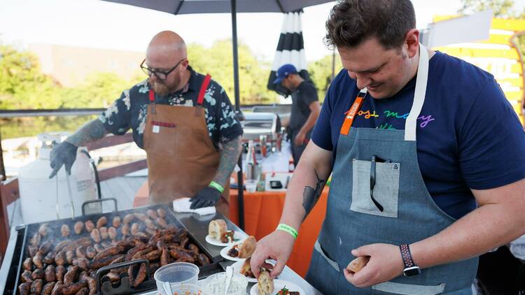 Two chefs cooking