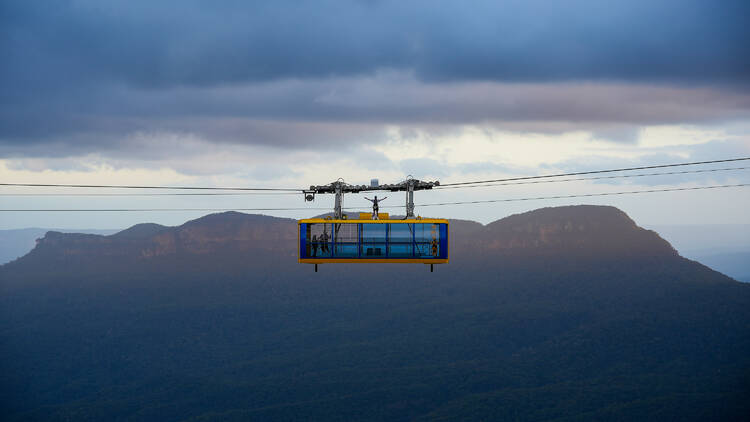 A glass-bottom cable car in the Blue Mountains