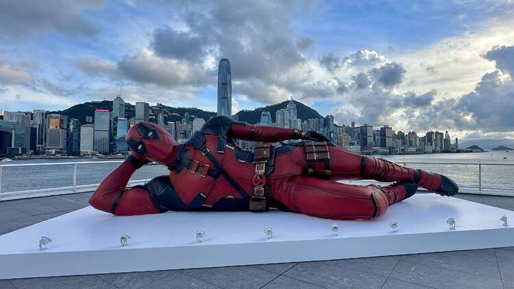Giant Deadpool figure at Harbour City