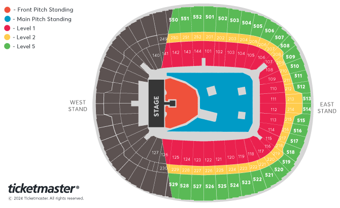 Wembley Stadium seating plan for AC/DC in London