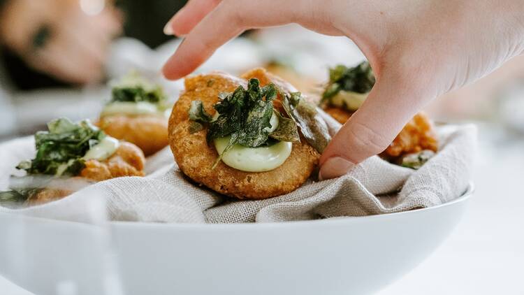 Saltbush and vinegar potato cake at Stokehouse, $8