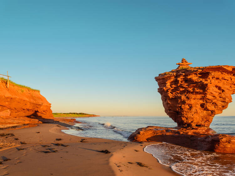 Ocean coast at the sunrise (Thunder Cove, Prince Edward Island, Canada)