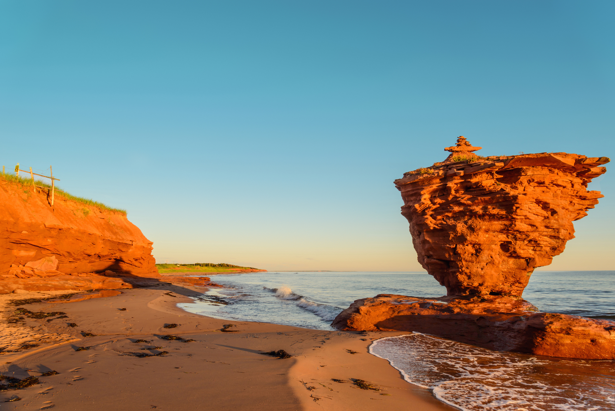 Ocean coast at the sunrise (Thunder Cove, Prince Edward Island, Canada)