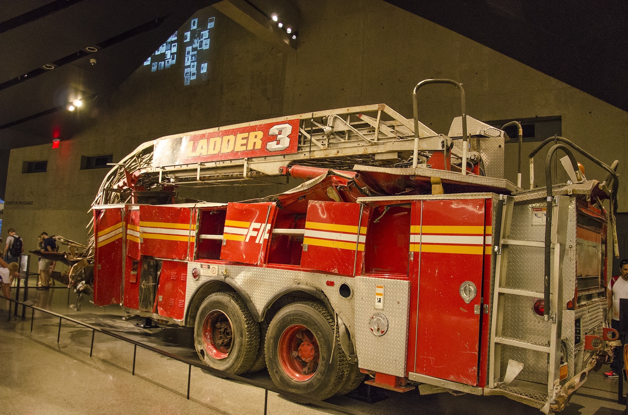 New York City Fire Department Ladder Company 3 exhibit at 9/11 Memorial Museum, The World Trade Center, New York, Manhattan, United States of America.