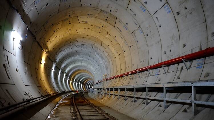 MRT dug tunnel with railway track