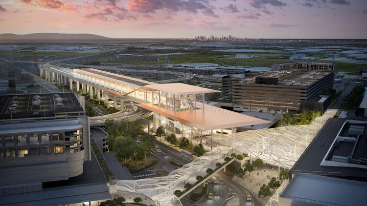 A rendering of the possible future Melbourne airport train station. 