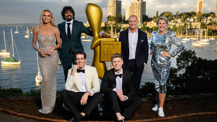 Sonia Kruger, Tony Armstrong, Andy Lee, Robert Irwin, Larry Emdur and Julia Morris attend the TV WEEK Logie Awards Nominations Announcement 