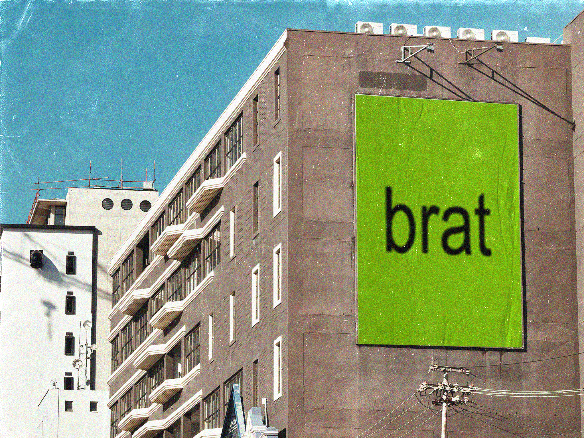 illustration of green brat billboard in city