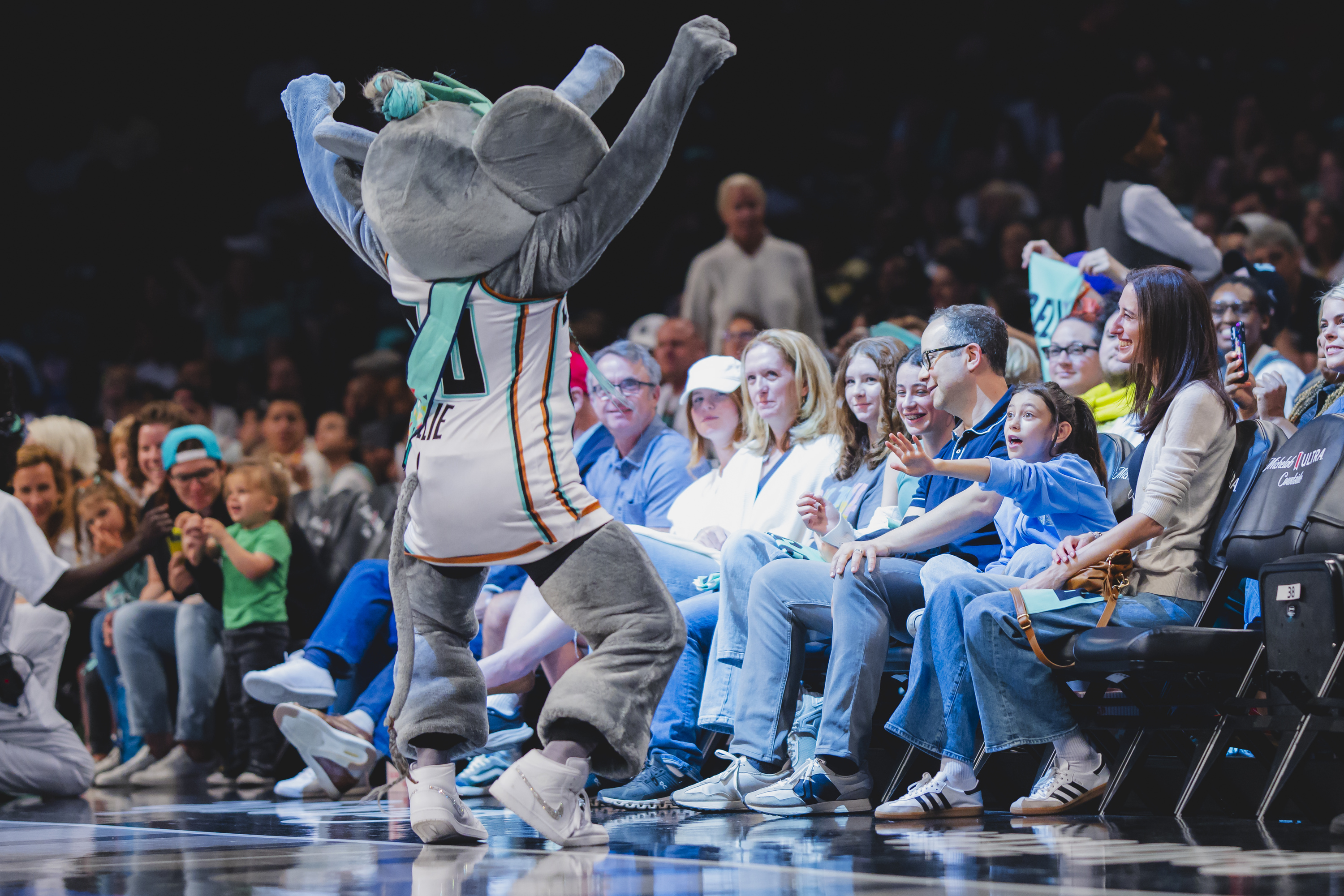 Ellie the Elephant at the New York Liberty vs Washington Mystics