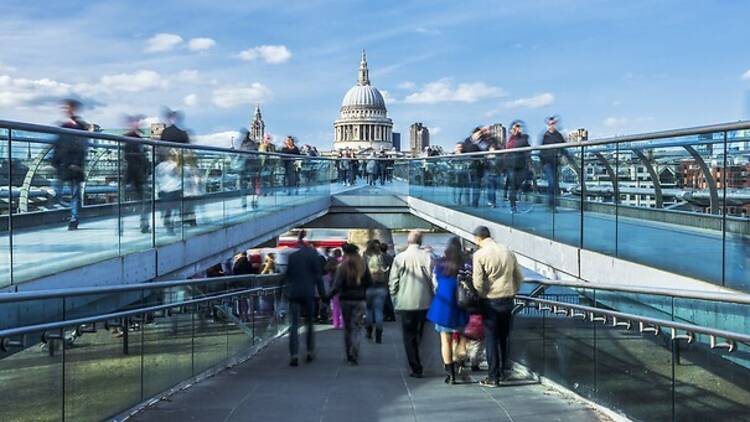 The Millennium Bridge in London with St Paul’s Cathedral in the background