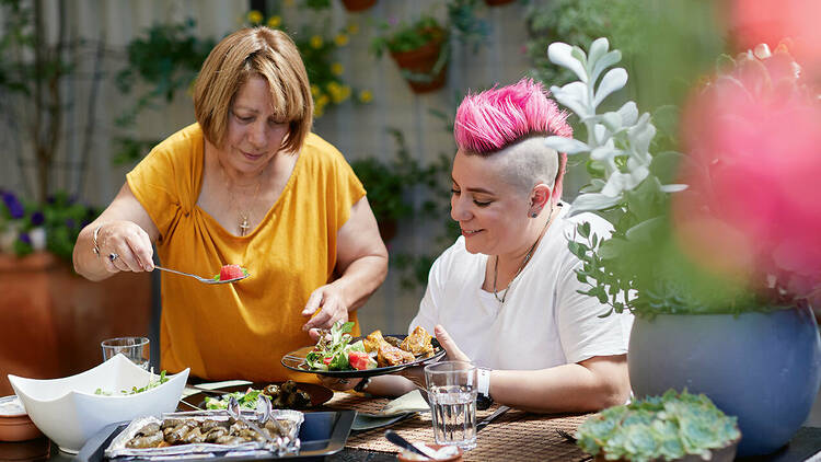 Anna cooking with her mum