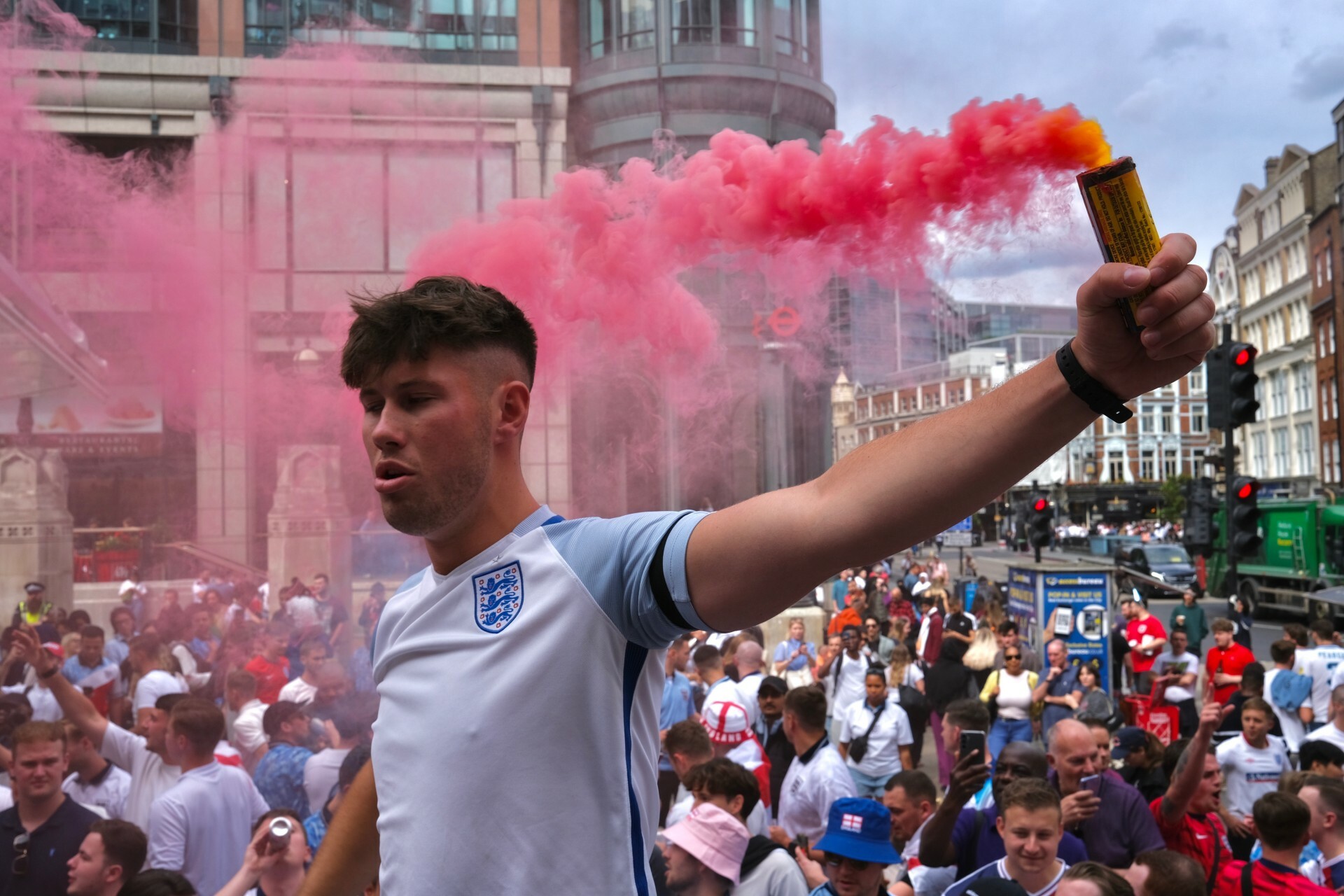 England fans in central London during the Euro 2024 final