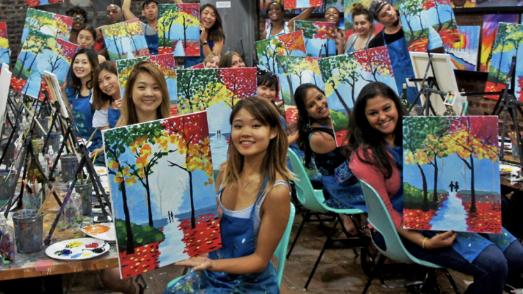 A paint & sip group activity