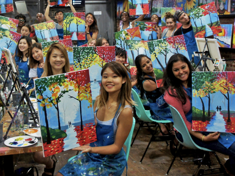 A paint & sip group activity