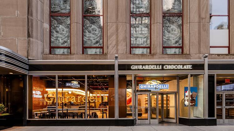 An exterior view of the Ghirardelli store.