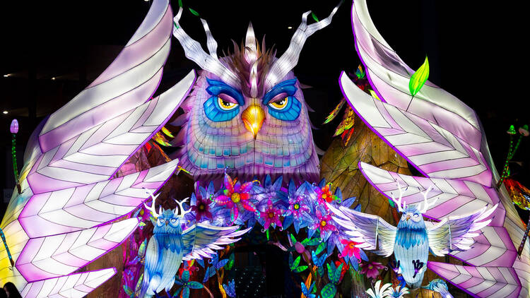 Huge lit up owl with wings