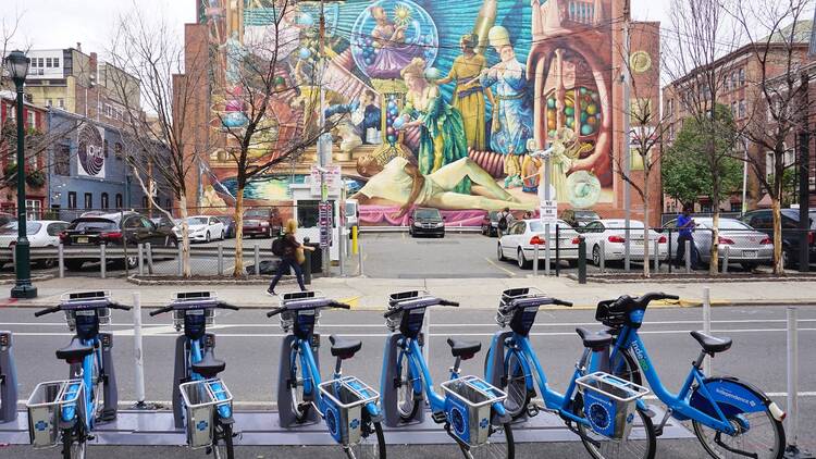 Bicycles from the Philadelphia bike sharing program Indego