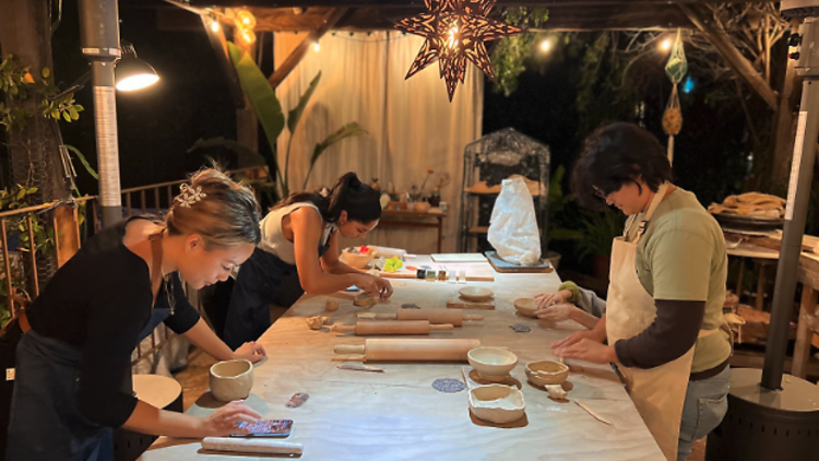 A private group pottery class