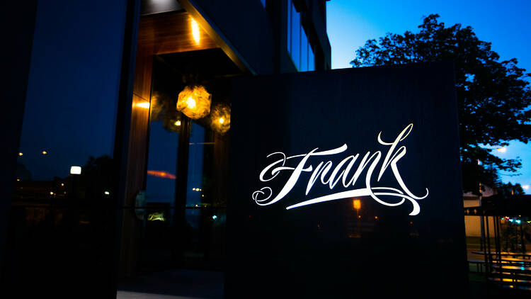 Frank Restaurant exterior at night