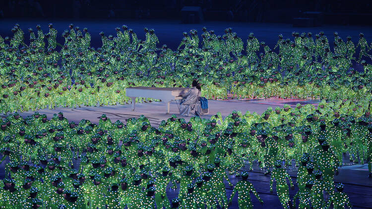 Martial artists perform during the 2008 Beijing Summer Olympics