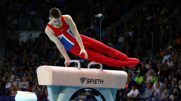 Max Whitlock on the pommel horse