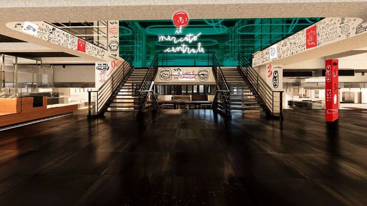 Artistic render of Mercato Centrale's signage.