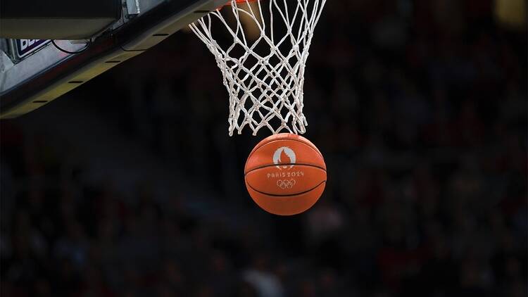 Basketball with Paris 2024 Olympics logo