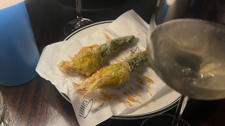 Zucchini flowers at Fabbrica Pasta Bar Darlinghurst