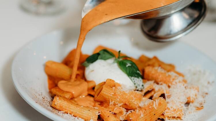 LM Social in Syracuse burrata and vodka sauce pasta