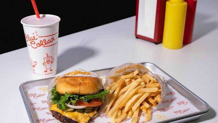 The Flat Top Cheeseburger at Blue Collar Burger