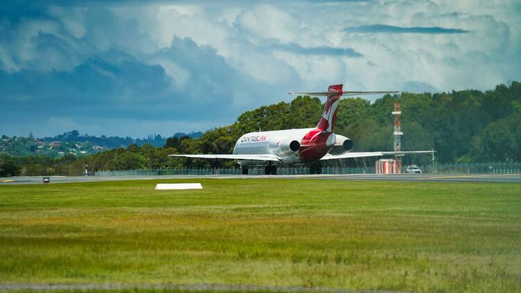 Qantas plane on runway