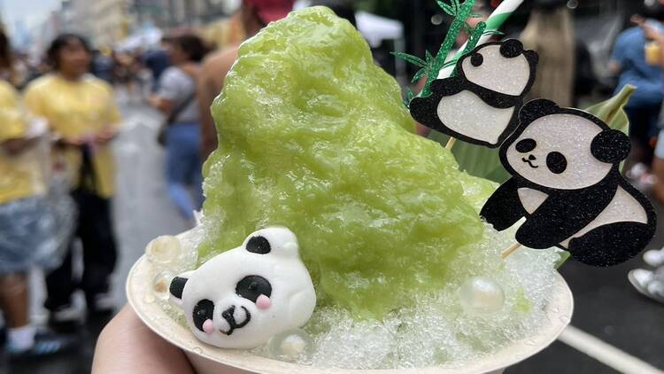 shaved ice with pandas on it