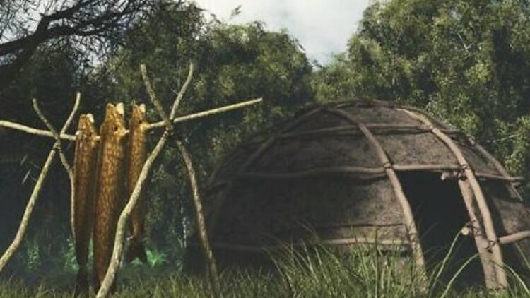 artist impression of stone age house at star carr, yorkshire 