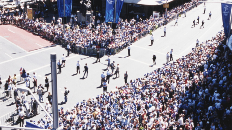 The Olympic Athletes tickertape parade crowd