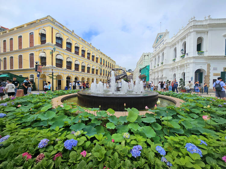 People watch in Senado Square  