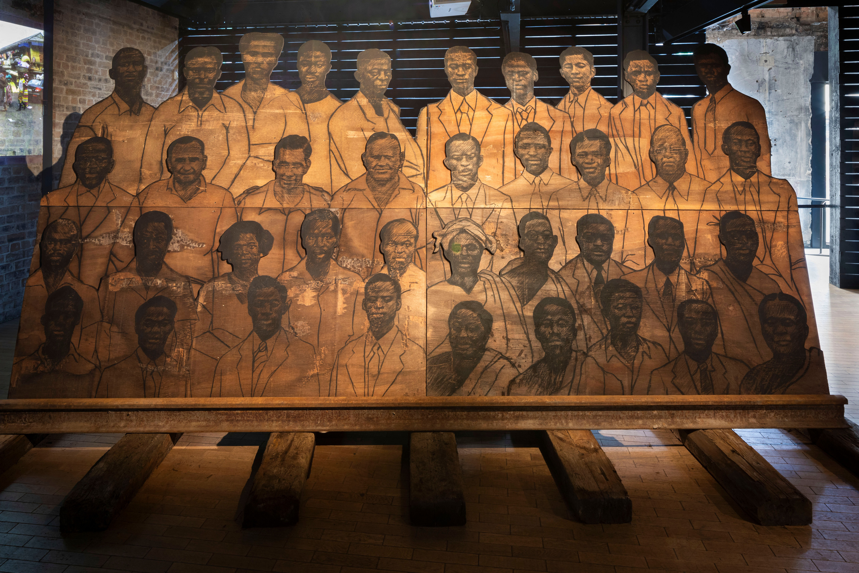 Ibrahim Mahama , Installation view, Fruitmarket Warehouse, Edinburgh. Courtesy of the artist and White Cube. Photo: Ruth Clark.