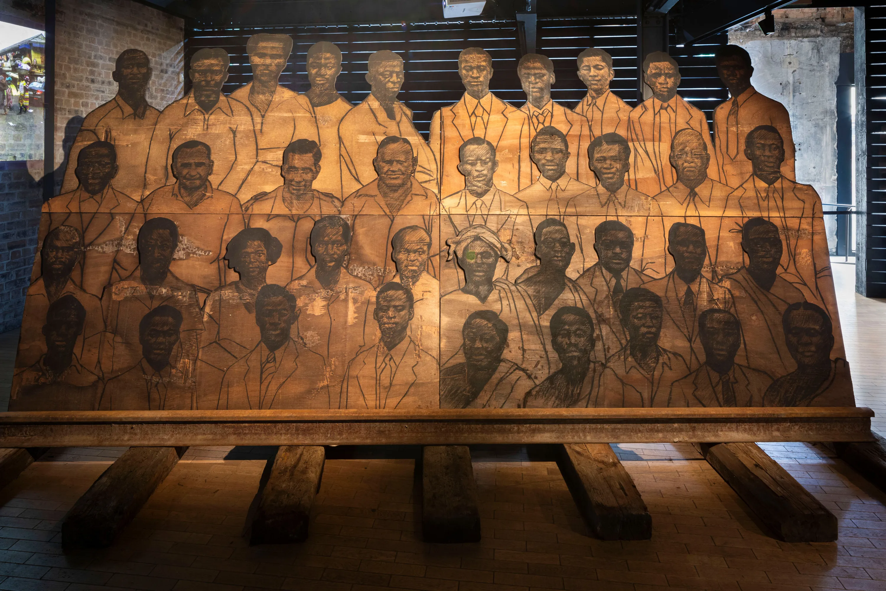 Ibrahim Mahama , Installation view, Fruitmarket Warehouse, Edinburgh. Courtesy of the artist and White Cube. Photo: Ruth Clark.