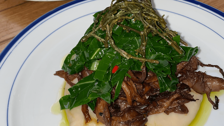 A mushroom and greens dish at Brancosi