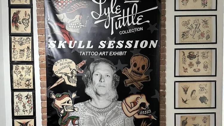 A poster reading Lyle Tuttle Collection Skull Session.