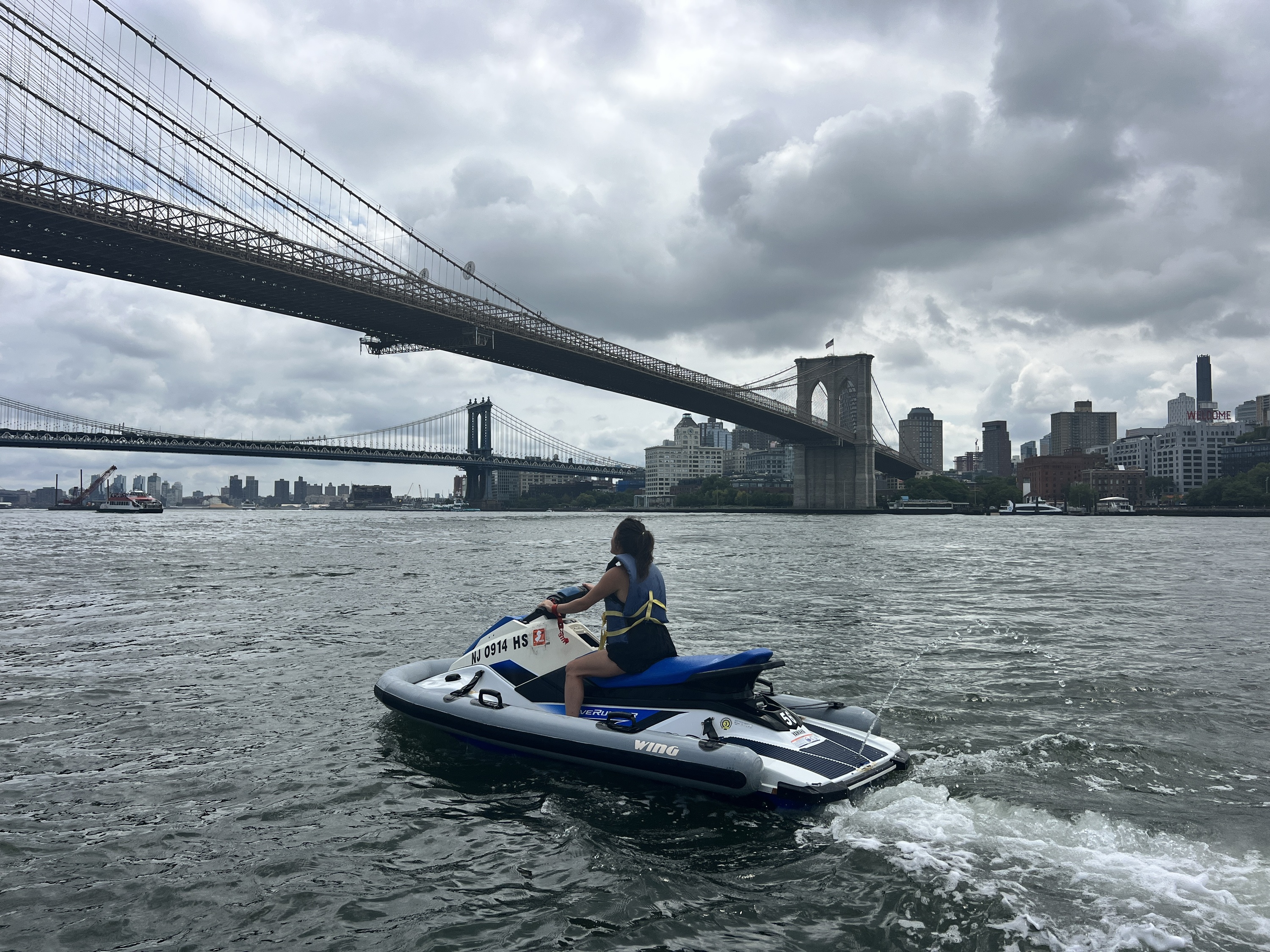 Anna Rahmanan jet skis on the Hudson